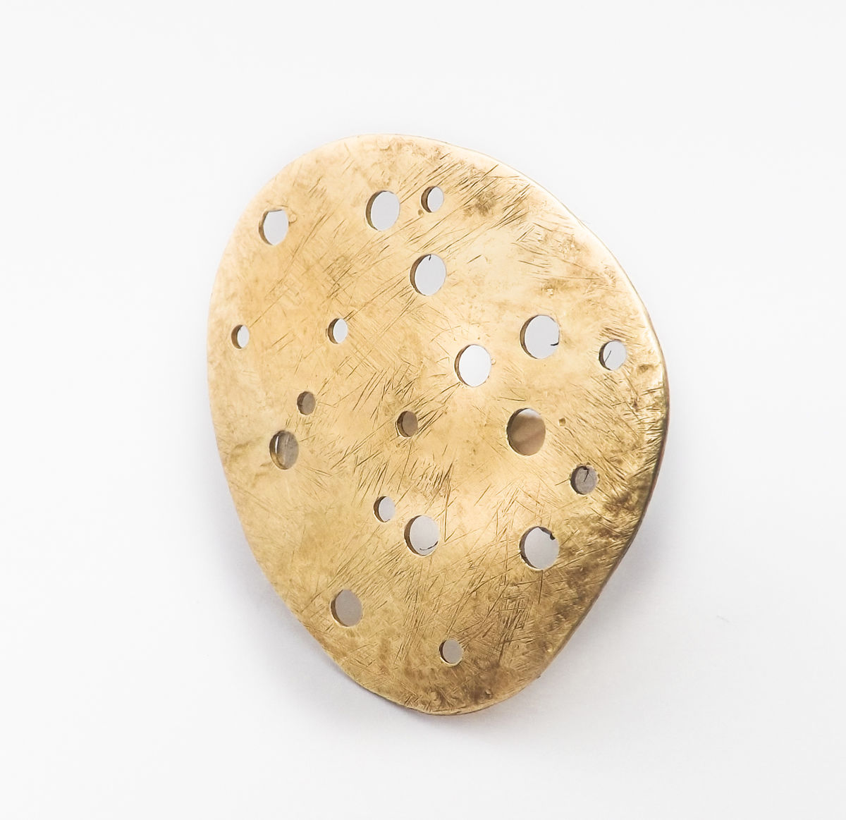LARGE BRASS ERODED PEBBLE RING3