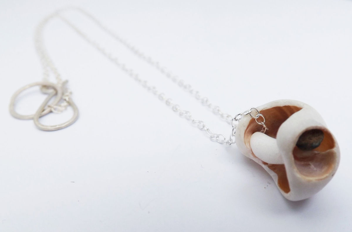 RECYCLED BOTTLE BEAD NECKLACE Found Shell