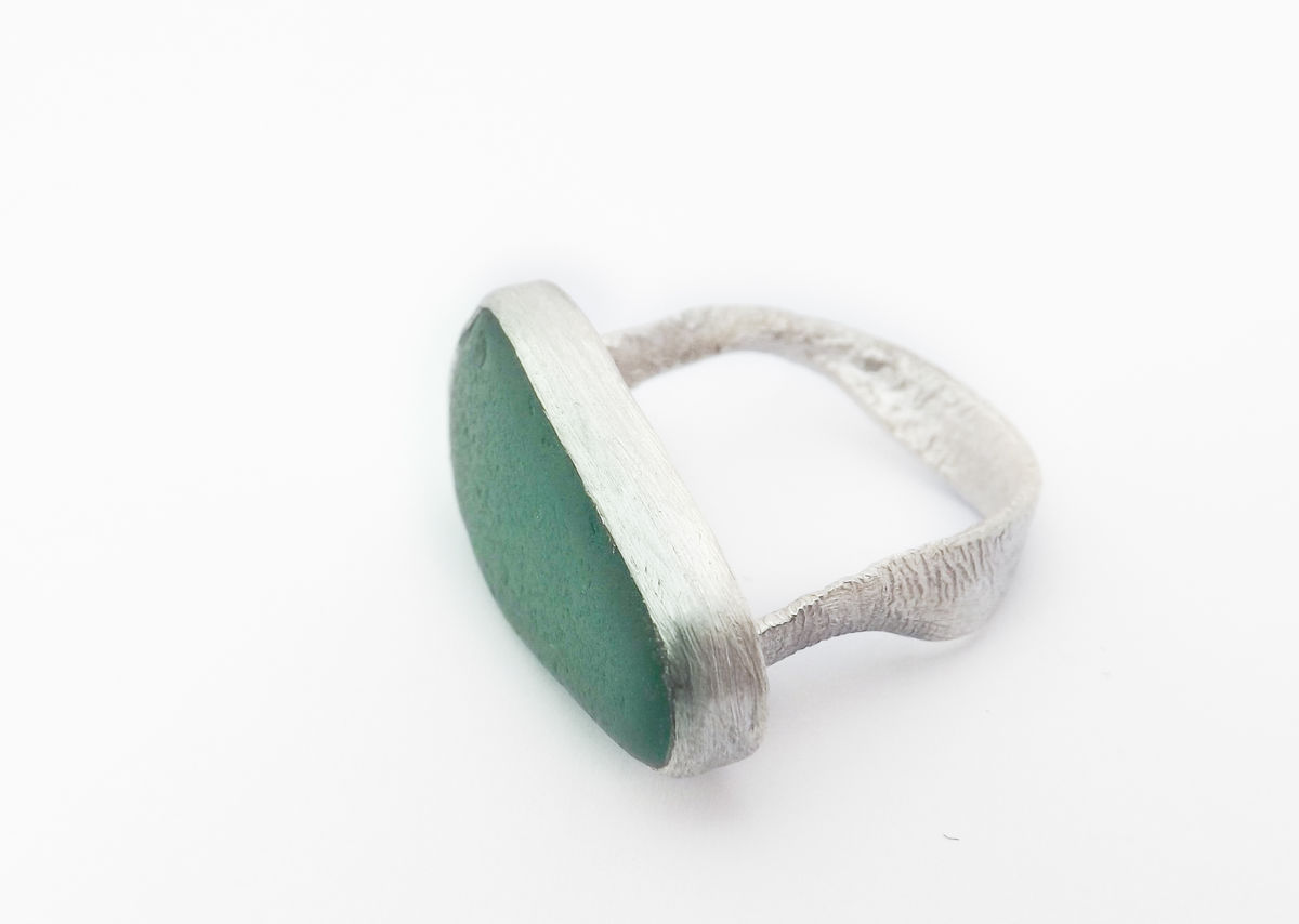 SEA-GLASS ECO-SILVER RING1