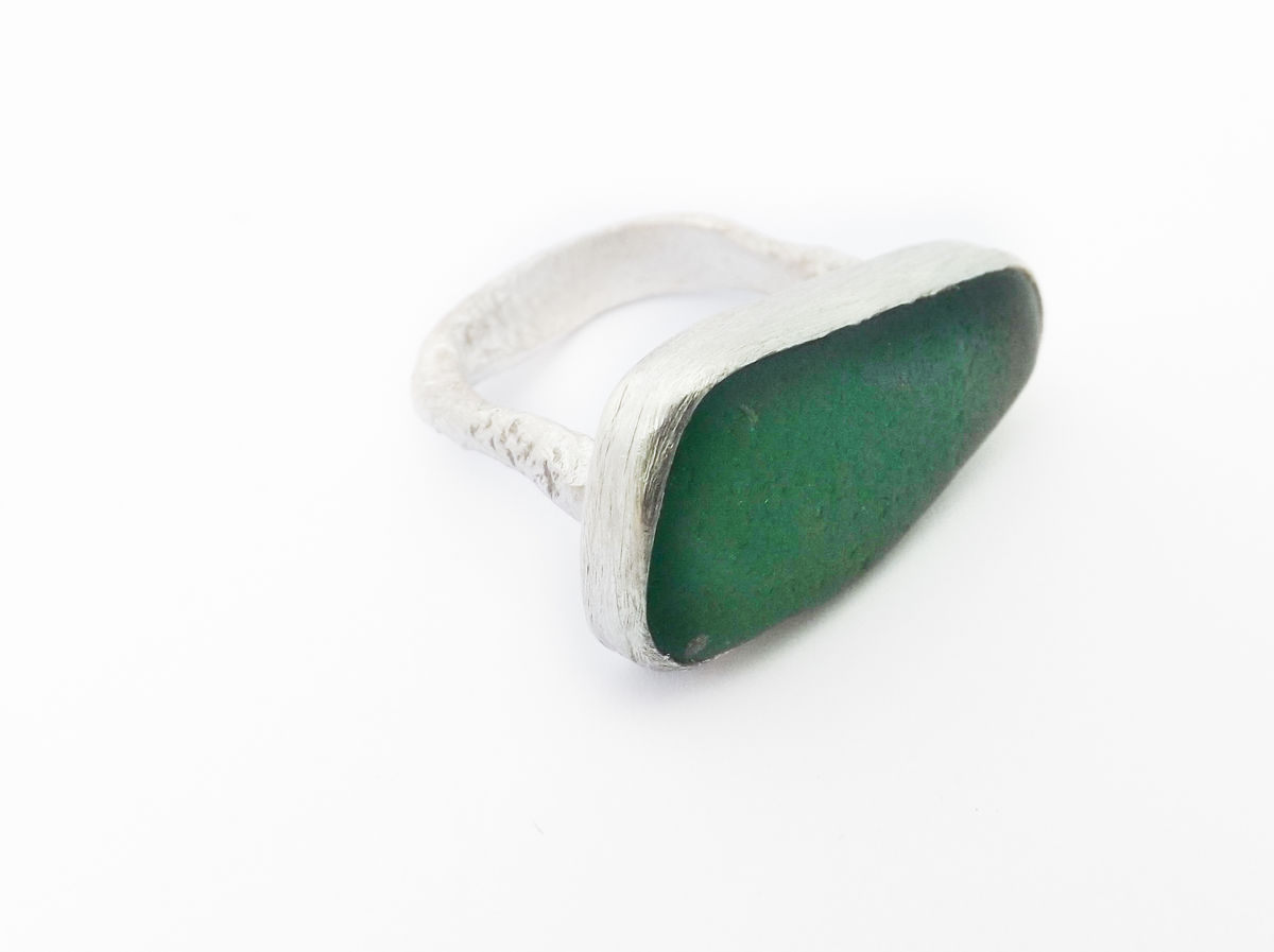 SEA-GLASS ECO-SILVER RING2