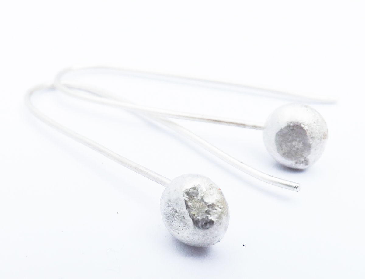 SILVER FUSED MOON EARRINGS