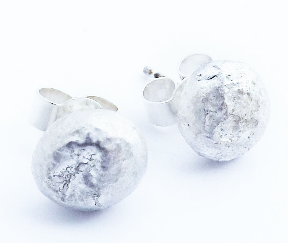 SILVER FUSED MOON STUDS