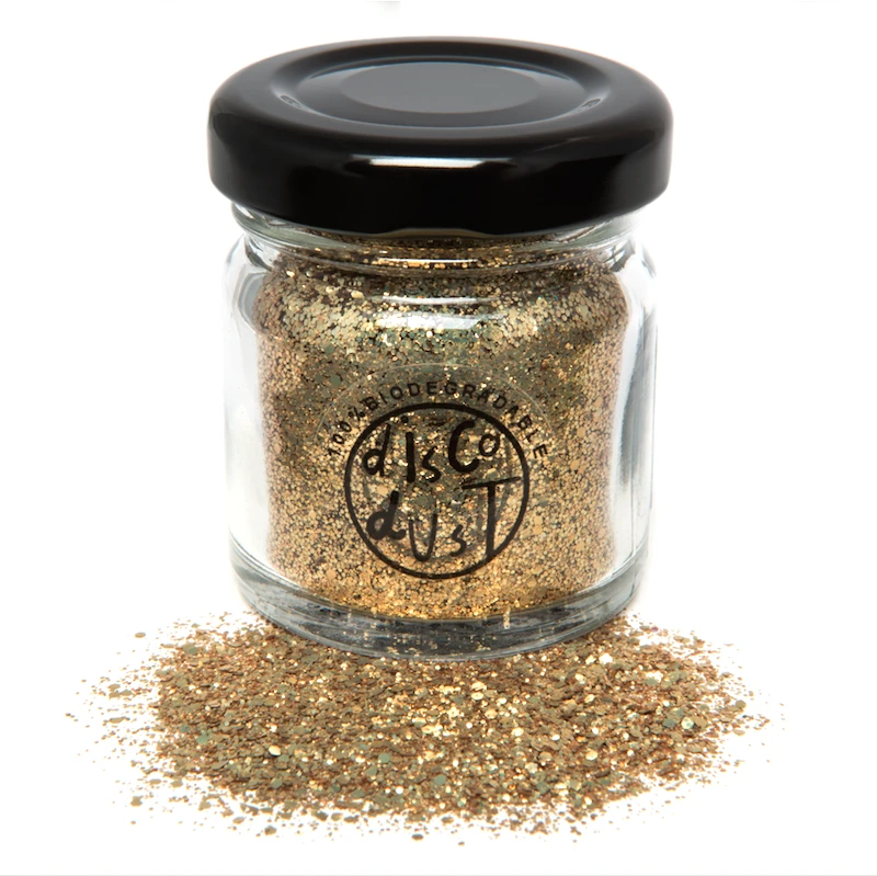 Gold Chunky Mix Bio Glitter 18g Glass Jar