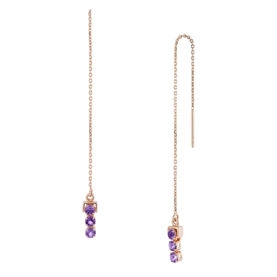 San Shi Amethyst Long Threader Earrings, Rose Gold Vermeil1