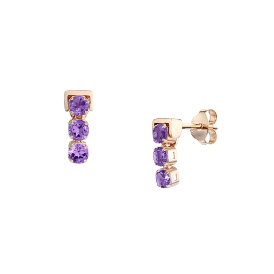 San Shi Amethyst Stud Earrings, Rose Gold Vermeil1