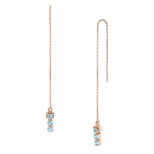 San Shi Blue Topaz Long Threader Earrings, Rose Gold Vermeil1