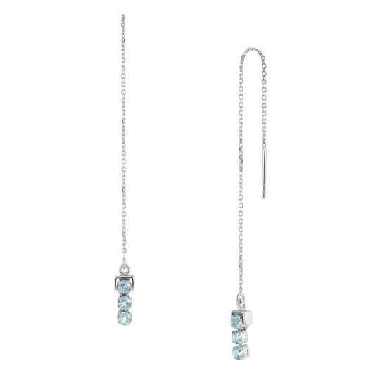 San Shi Blue Topaz Long Threader Earrings, Sterling Silver