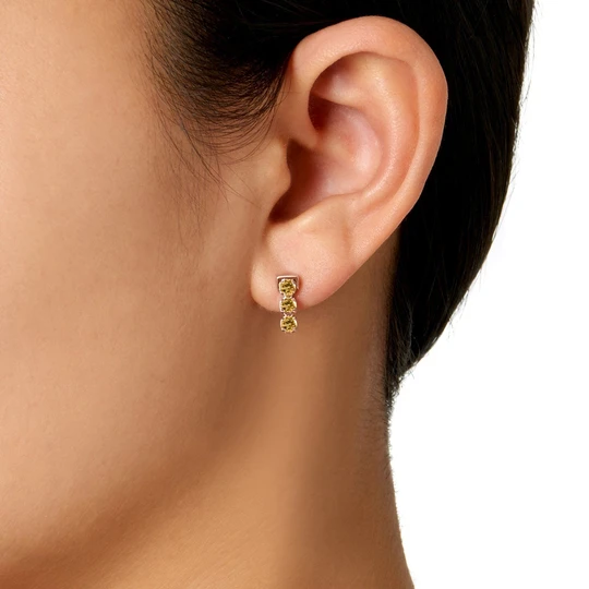 San Shi Citrine Stud Earrings, Rose Gold Vermeil1