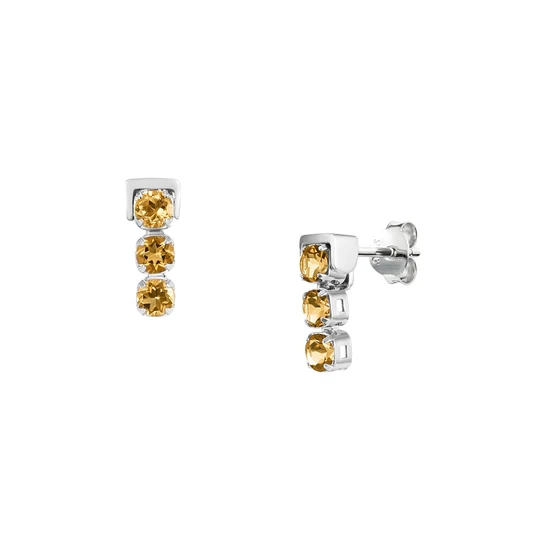 San Shi Citrine Stud Earrings, Sterling Silver