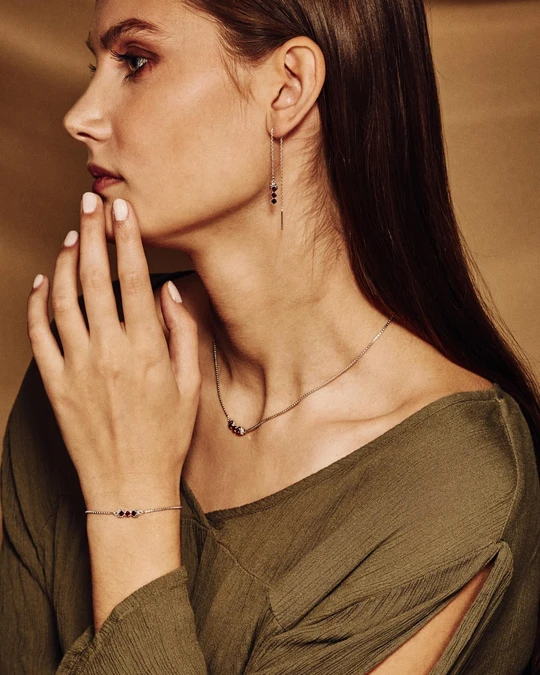 San Shi Garnet Bracelet, Sterling Silver2