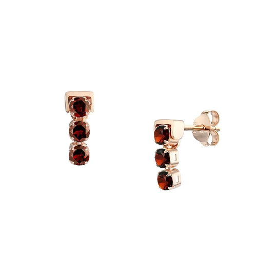 San Shi Garnet Stud Earrings, Rose Gold Vermeil