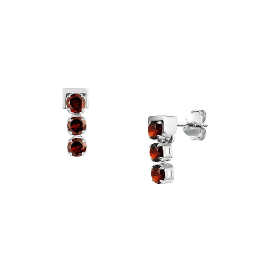 San Shi Garnet Stud Earrings, Sterling Silver