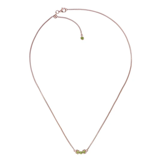 San Shi Peridot Necklace, Rose Gold Vermeil
