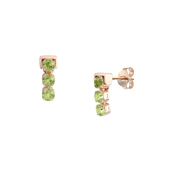 San Shi Peridot Stud Earrings, Rose Gold Vermeil