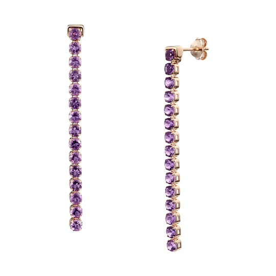 WANLI AMETHYST EARRINGS, 18 CT ROSE GOLD VERMEIL