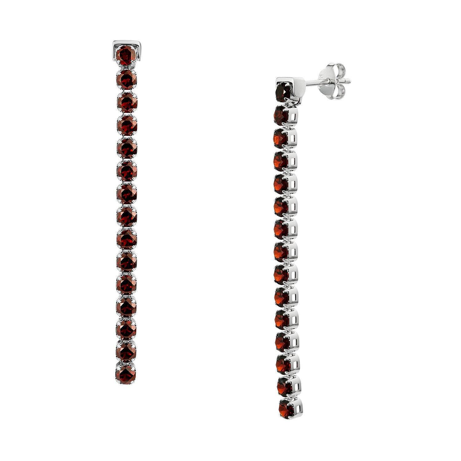 Zhongshan Garnet Earrings, Sterling Silver