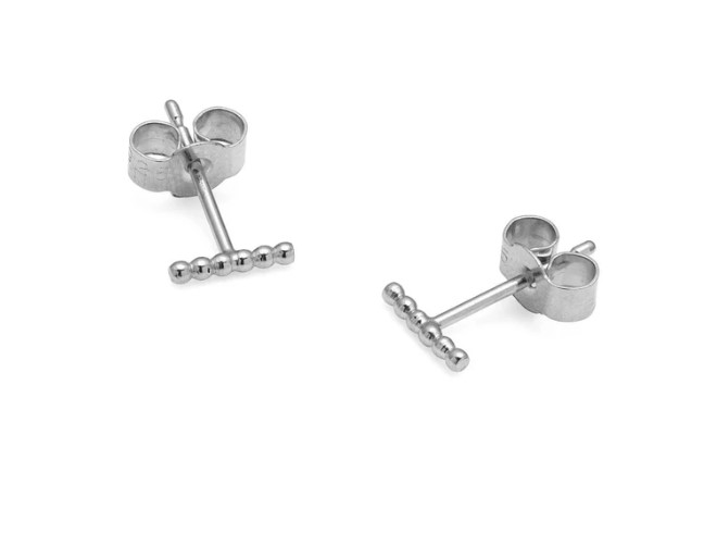 Mini Sphere Bar Stud Earrings - Silver01