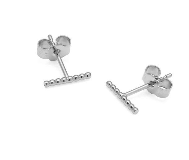 Sphere Bar Stud Earrings - Silver01