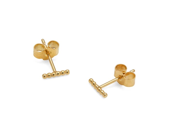 Mini Sphere Bar Stud Earrings - Gold01