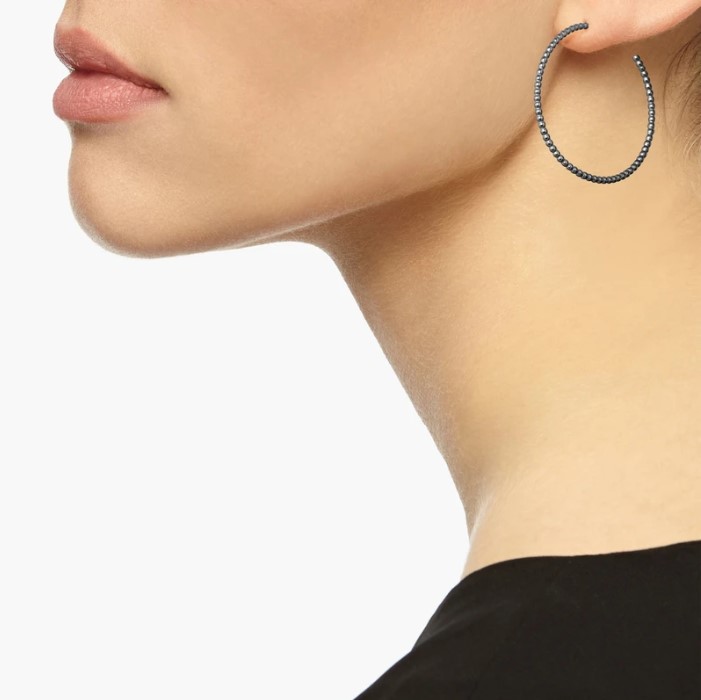 Large Sphere Hoop Earrings - Oxidised Silver02