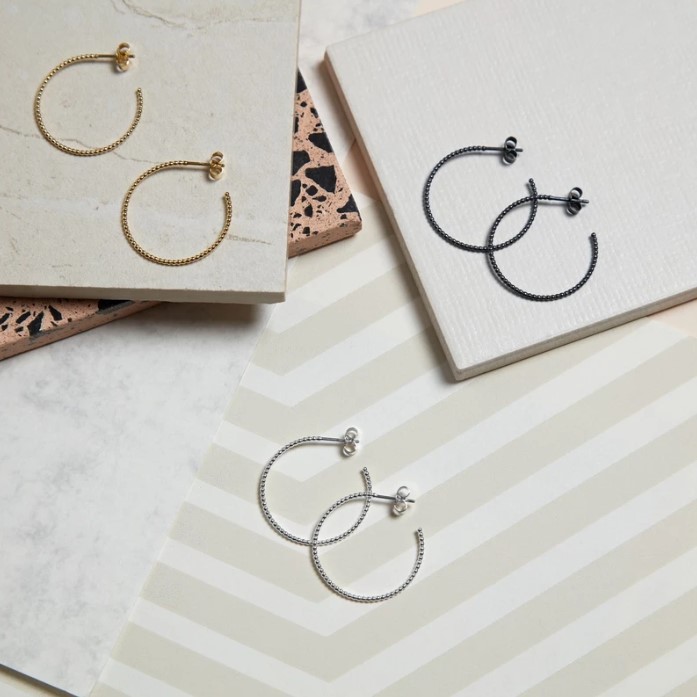 Large Sphere Hoop Earrings - Silver03