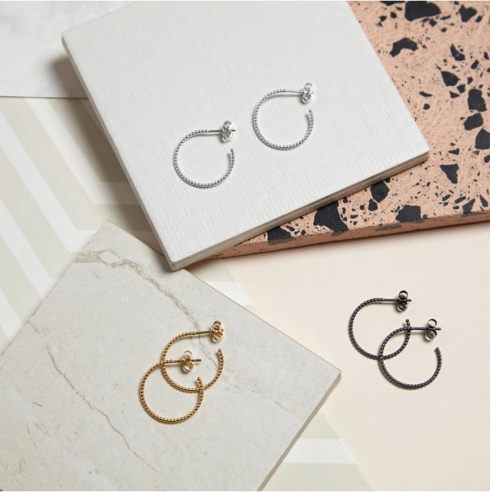 Medium Sphere Hoop Earrings - Silver02