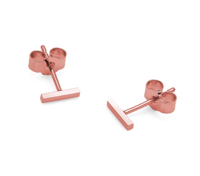 Mini Bar Stud Earrings - 9k Rose Gold01