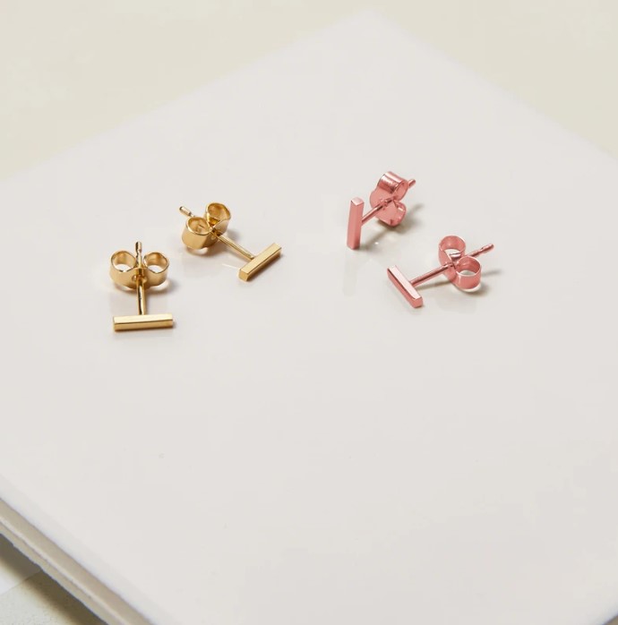Mini Bar Stud Earrings - 9k Rose Gold03