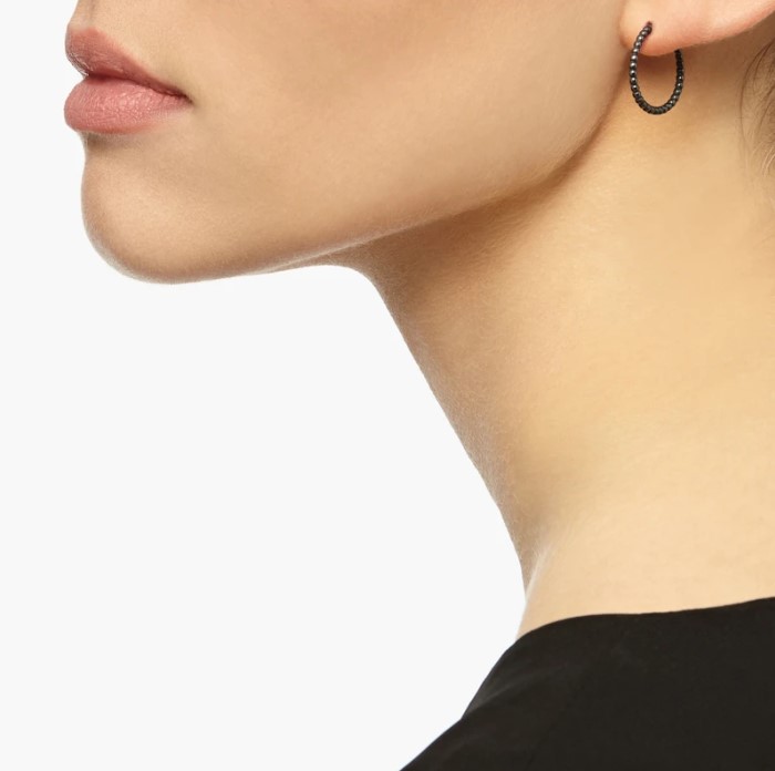 Mini Sphere Hoop Earrings - Oxidised Silver02