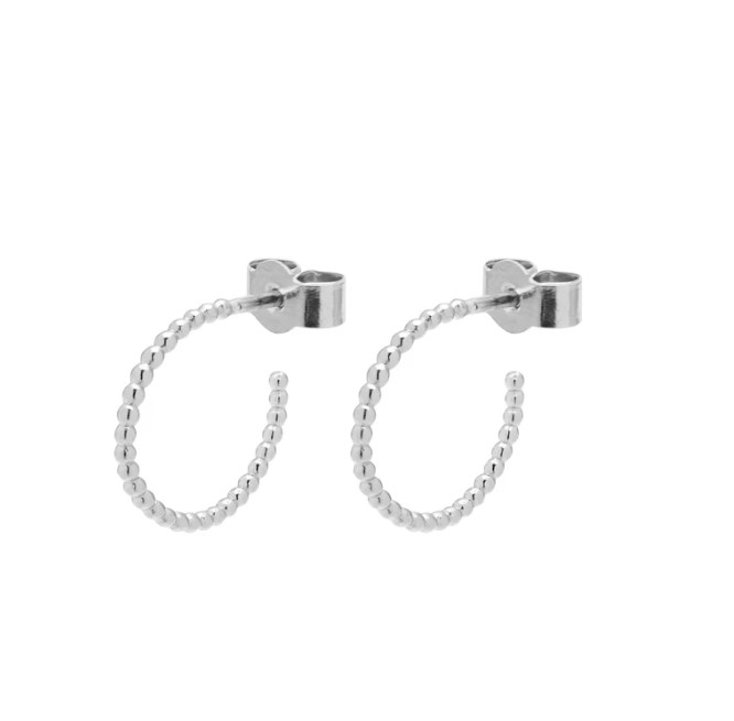 Mini Sphere Hoop Earrings - Silver01