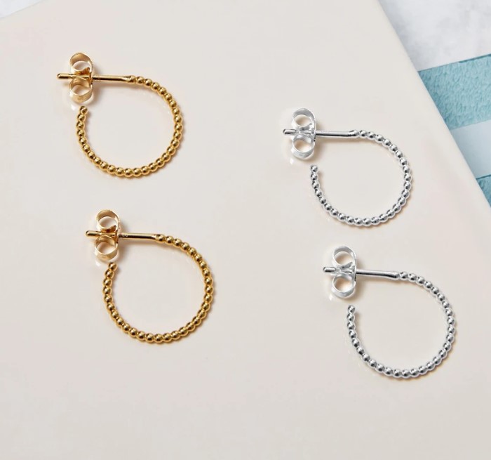 Mini Sphere Hoop Earrings - Silver02