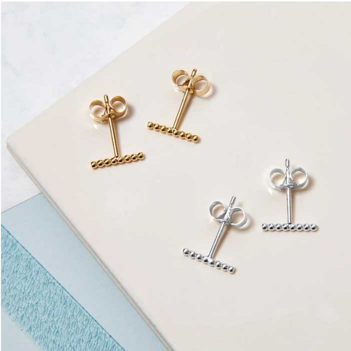 Shere Bar Stud Earrings - Gold02