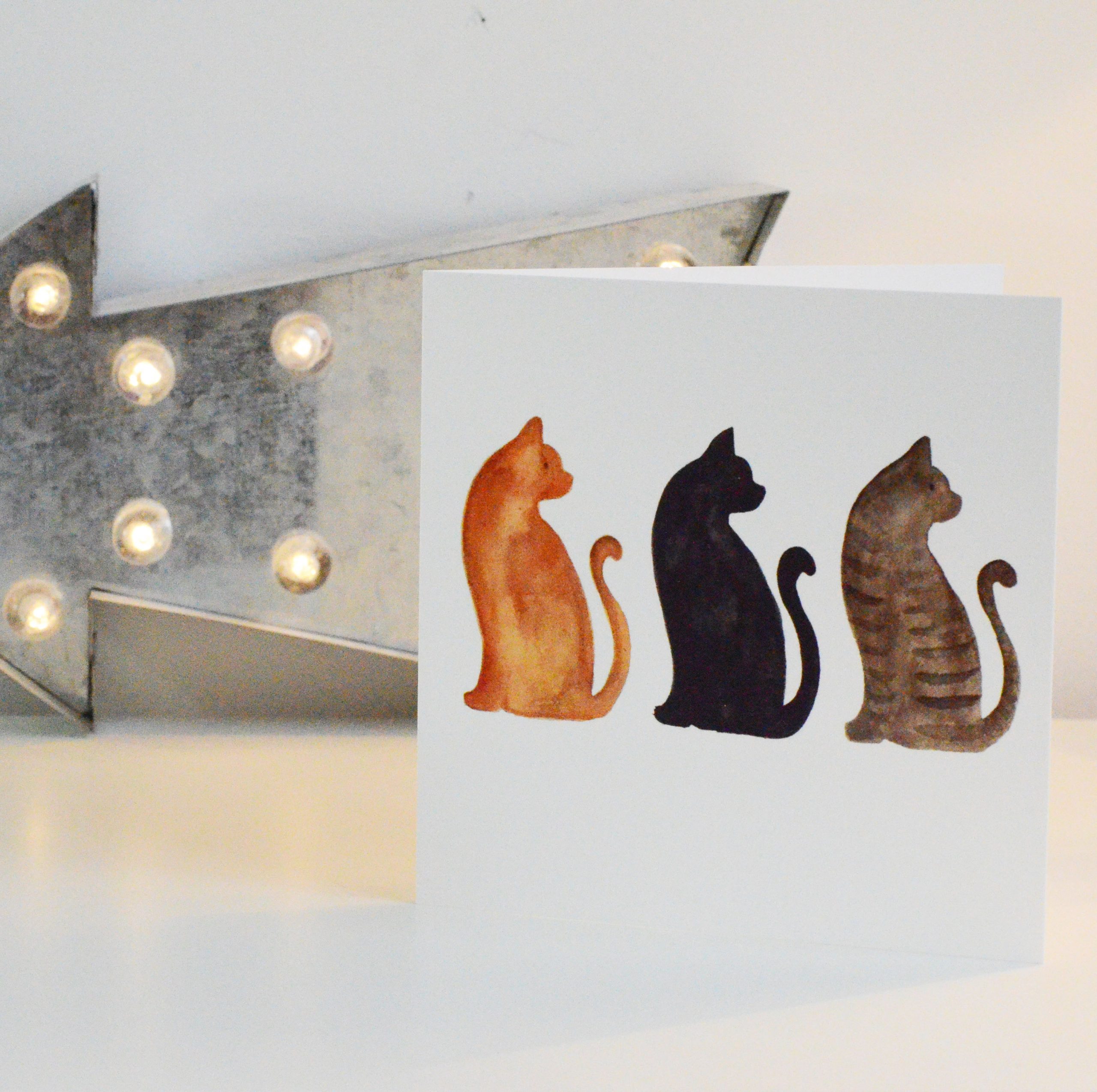 Three Cats Greetings Card