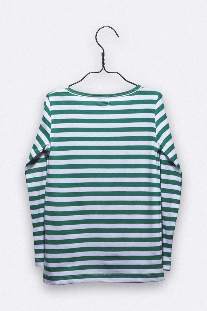Tommy longsleeve in green & white stripes with little heart embroidery3