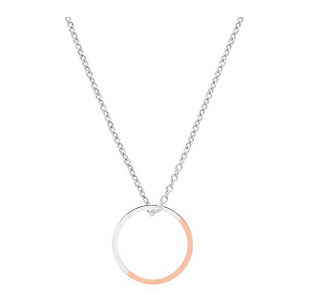 Two-tone Circle Necklace - Rose Gold01