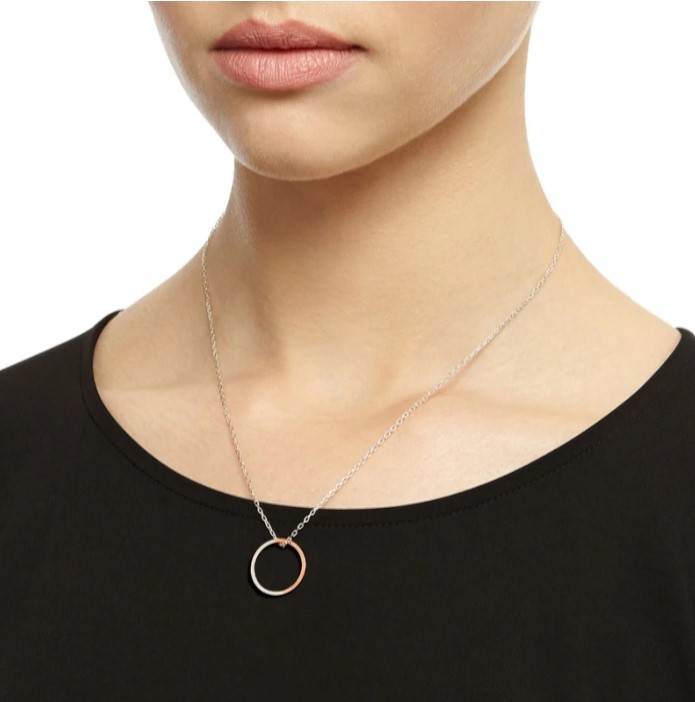 Two-tone Circle Necklace - Rose Gold02