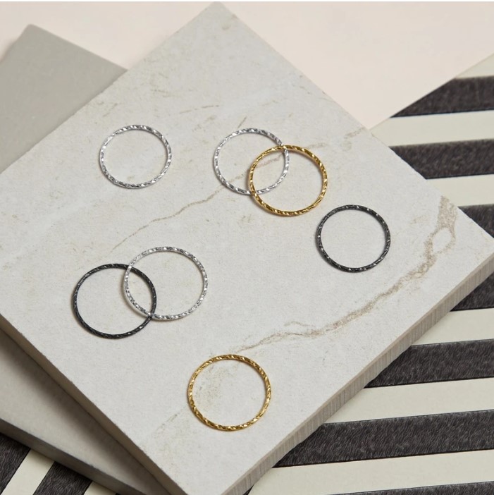 Ultra Skinny Diamond Stacking Ring - Silver03