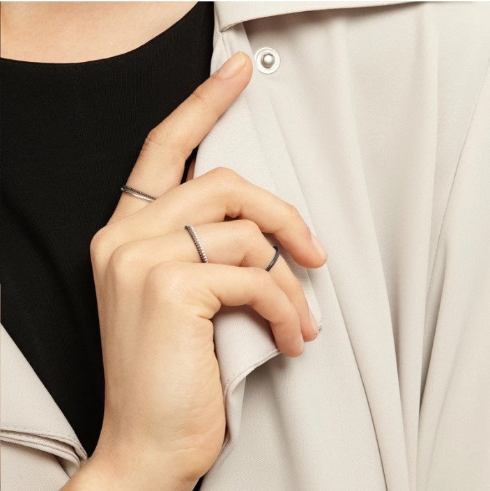 Ultra Skinny Sphere Stacking Ring - Silver03