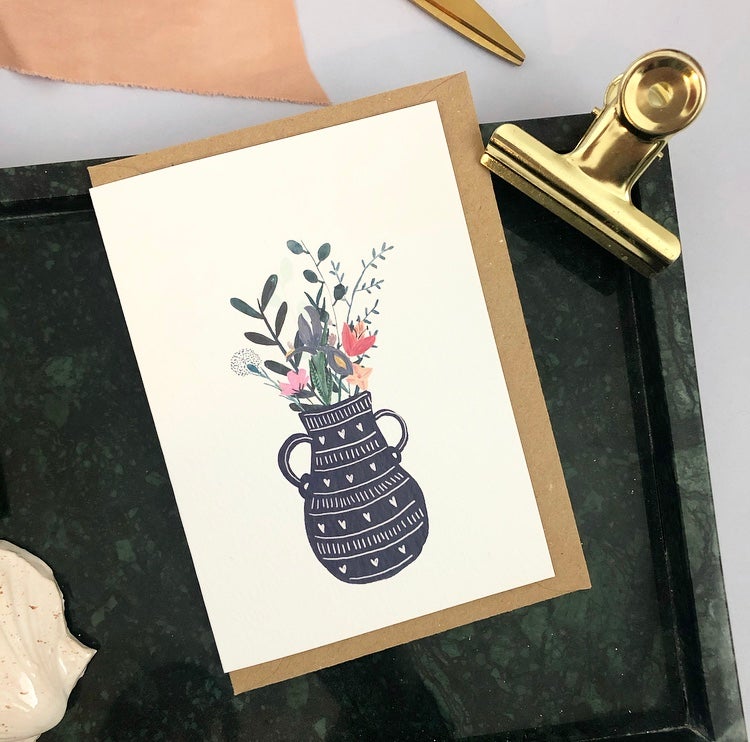 CHFB001 Floral Vase Navy