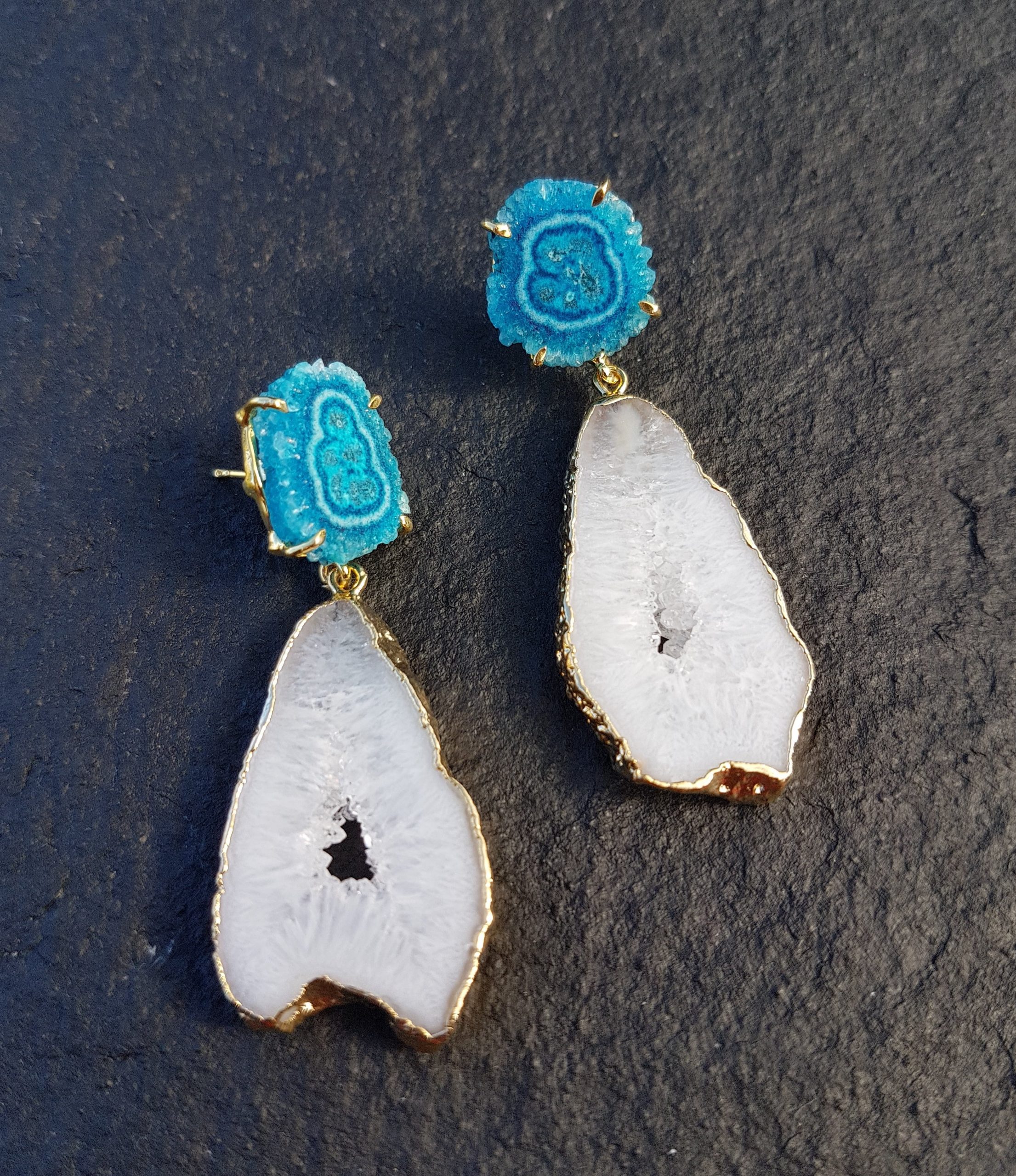 yaa yaa london semi precious gemstone unique gold earrings (2)