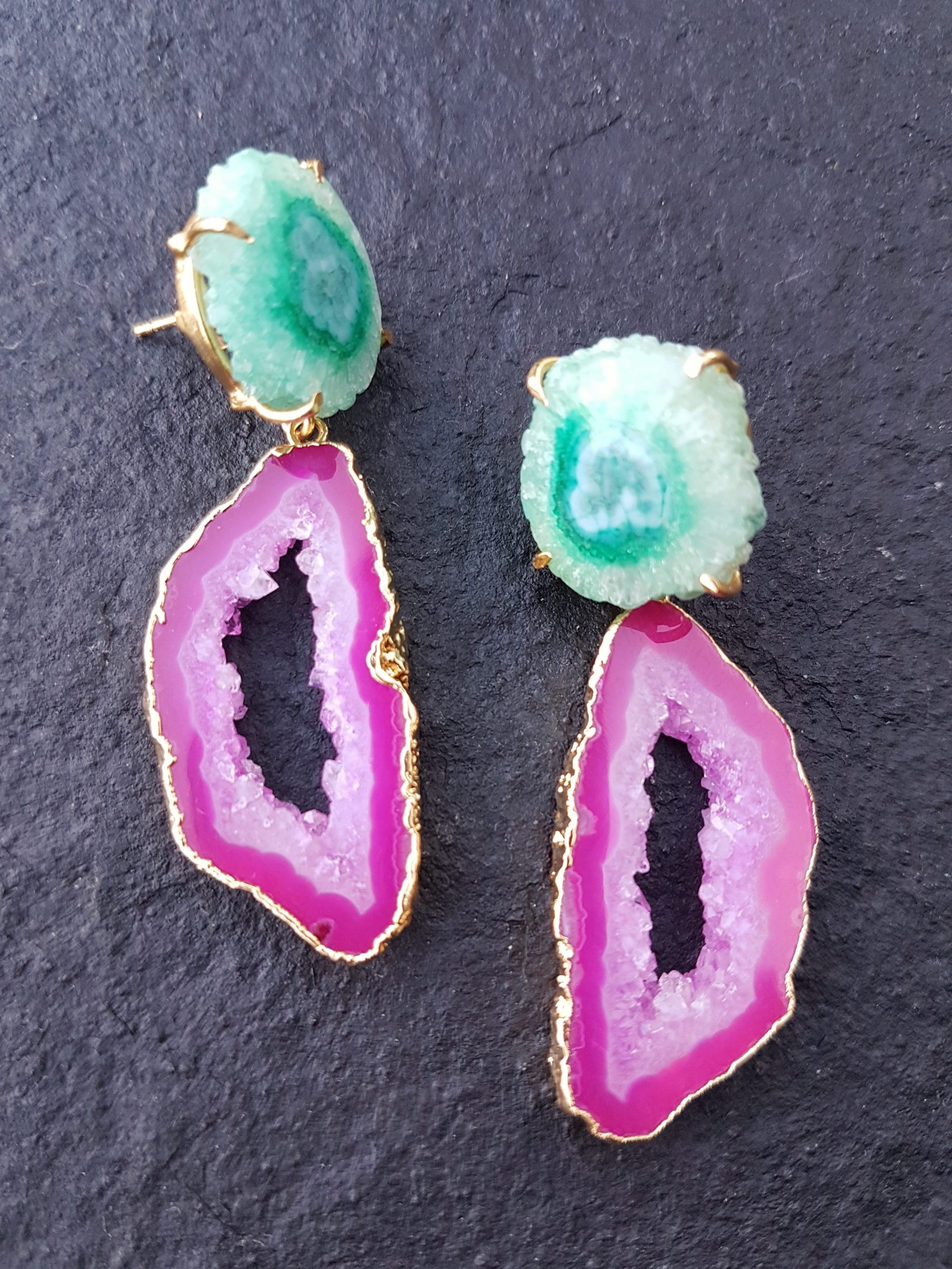 yaa yaa london unique earrings 2020 so solar agate druzy quartz (2)