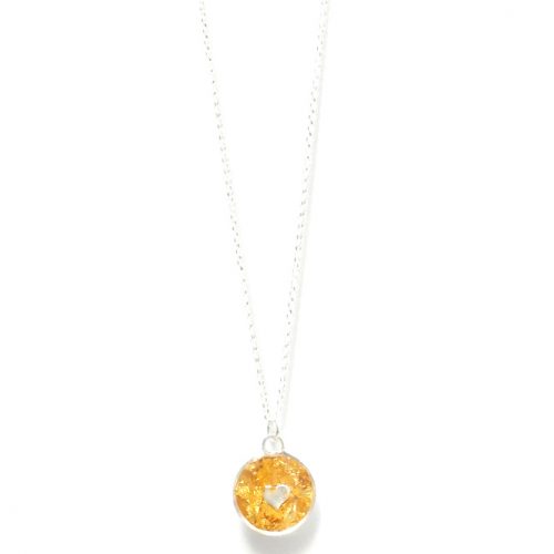 Moonstruck Necklace with gold leaf & 6mm sterling silver heart