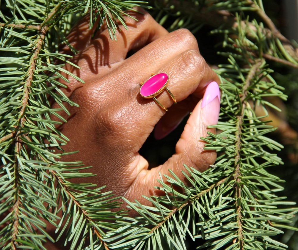 yaa yaa london for asos pink gemstone ring