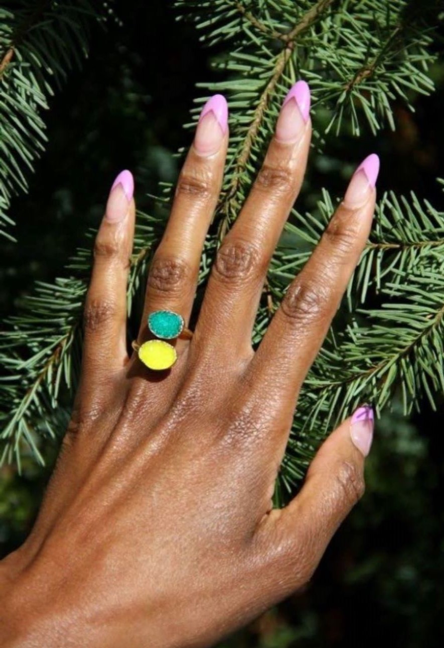 yaayaalondon asos yellow green druzy ring (2)
