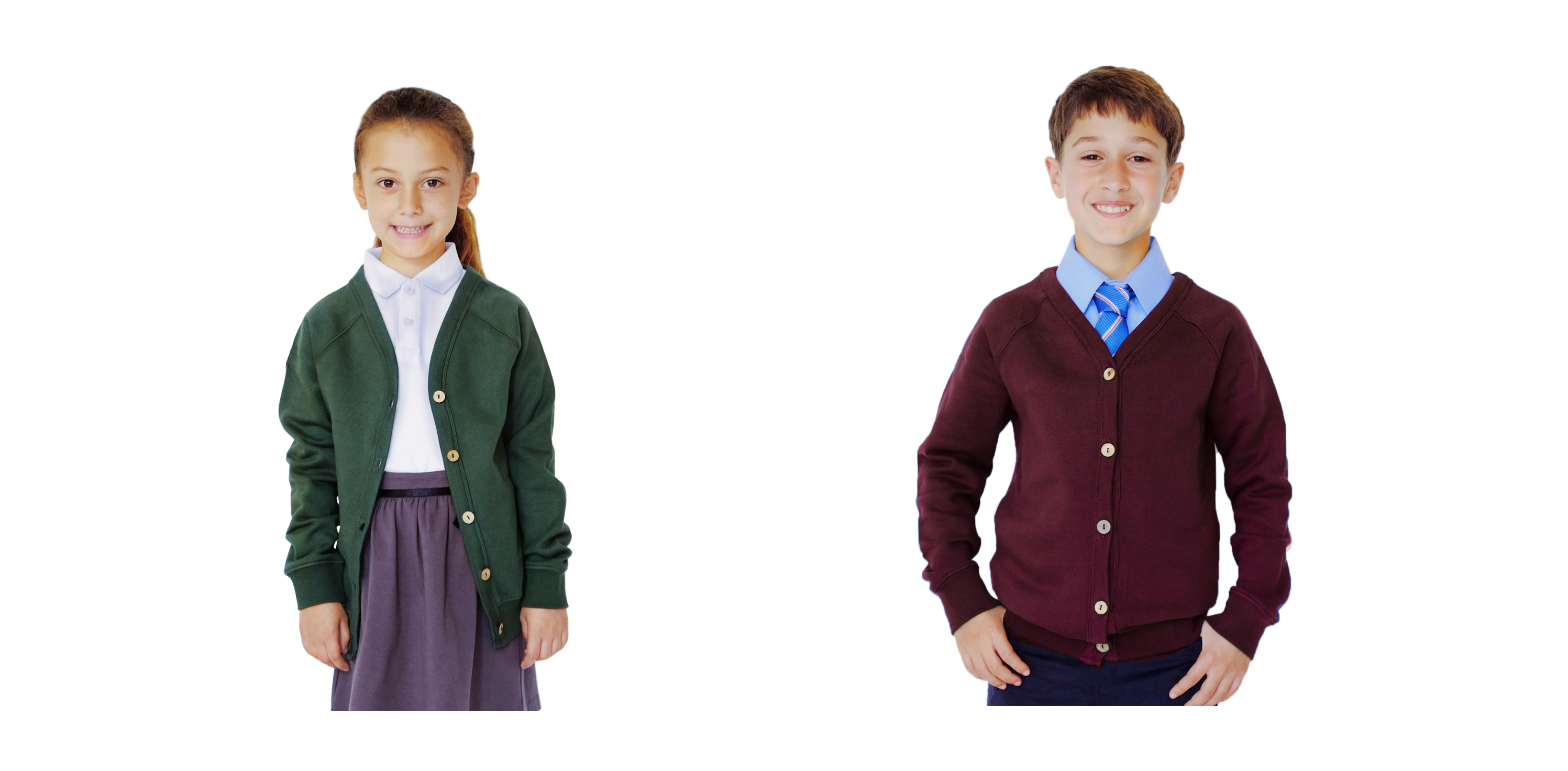 Cardigans unisex, Bottle green and Maroon