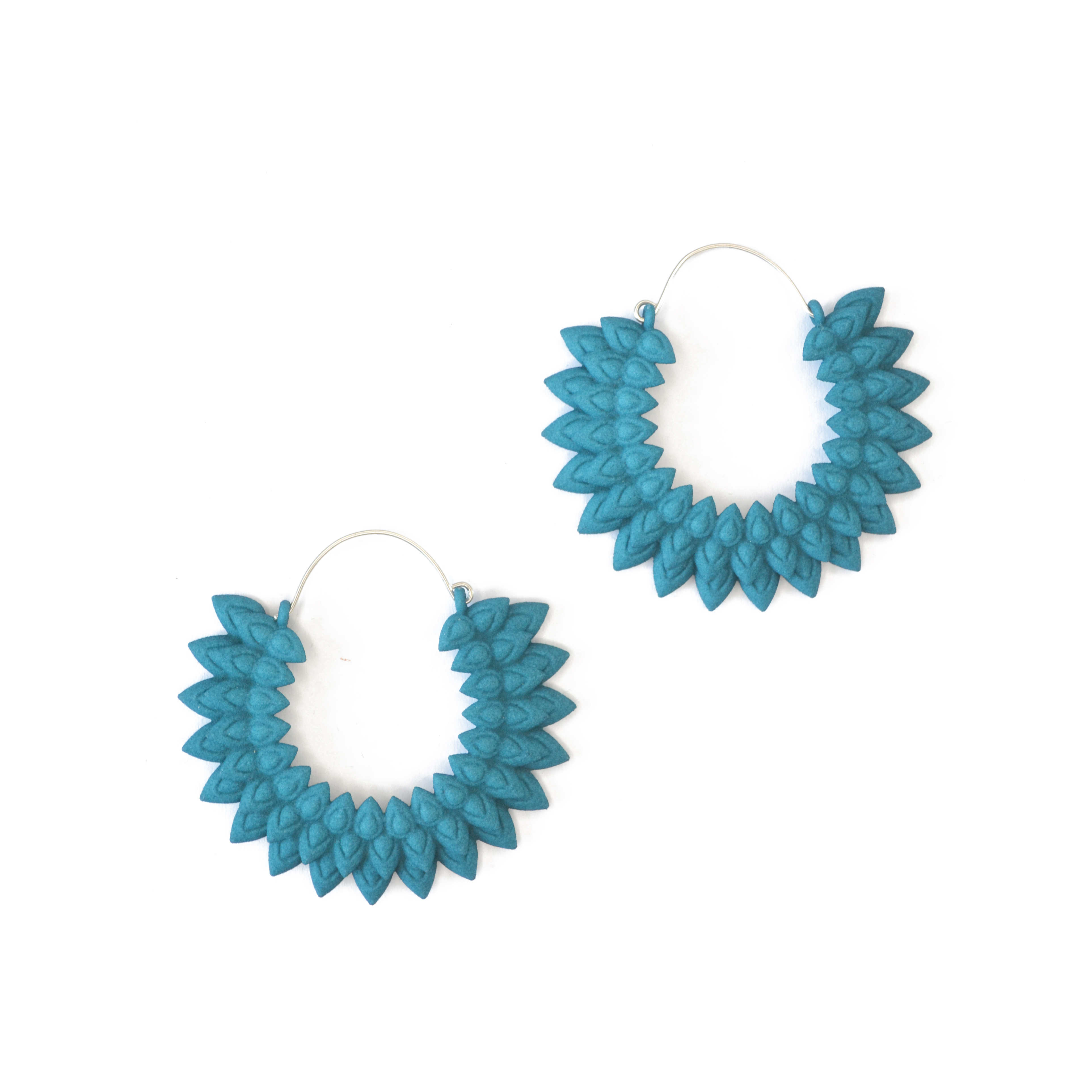 Dahlia dark teal earr front