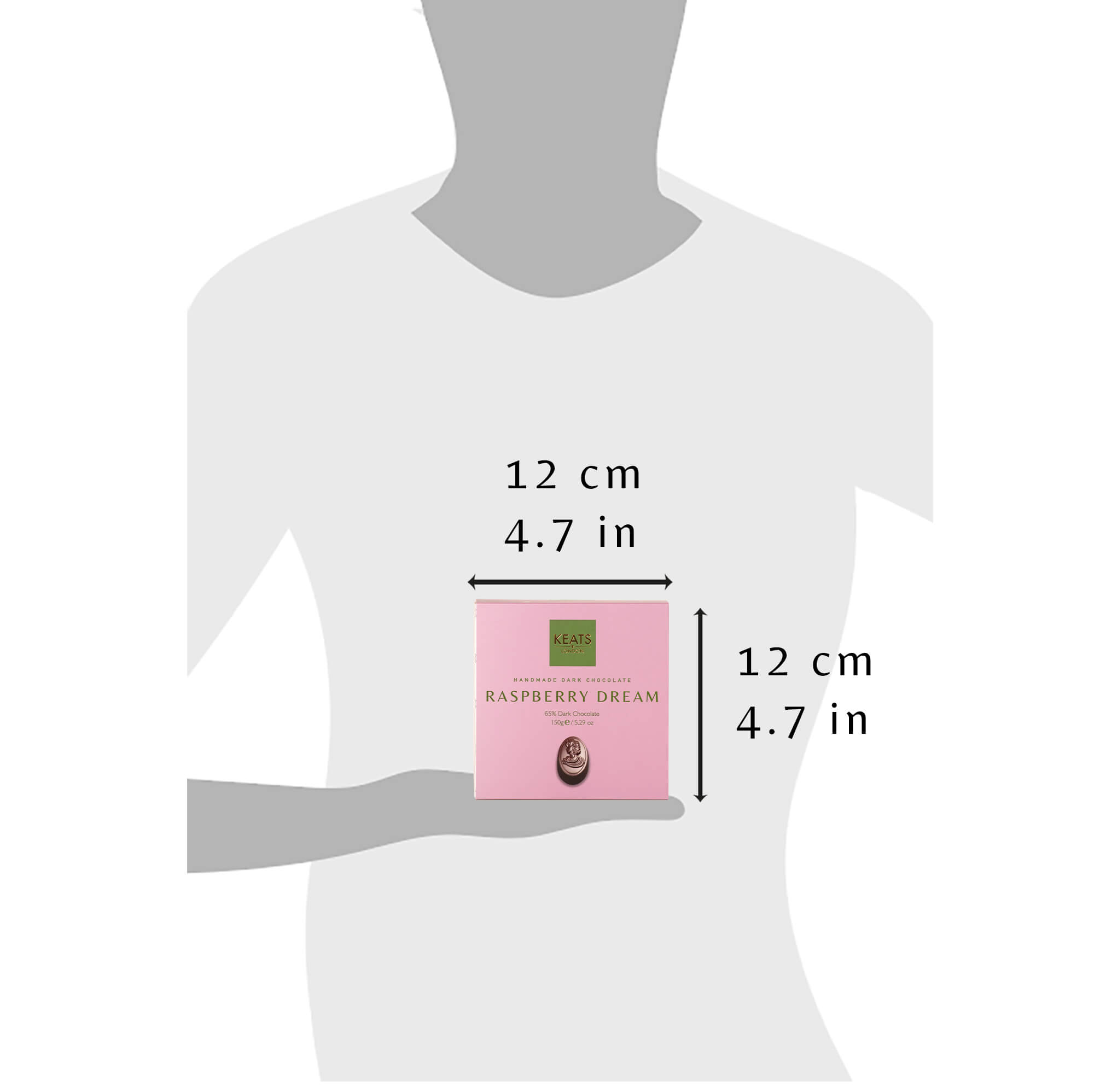 Keats Dark Chocolate Raspberry Dream 150g size guide