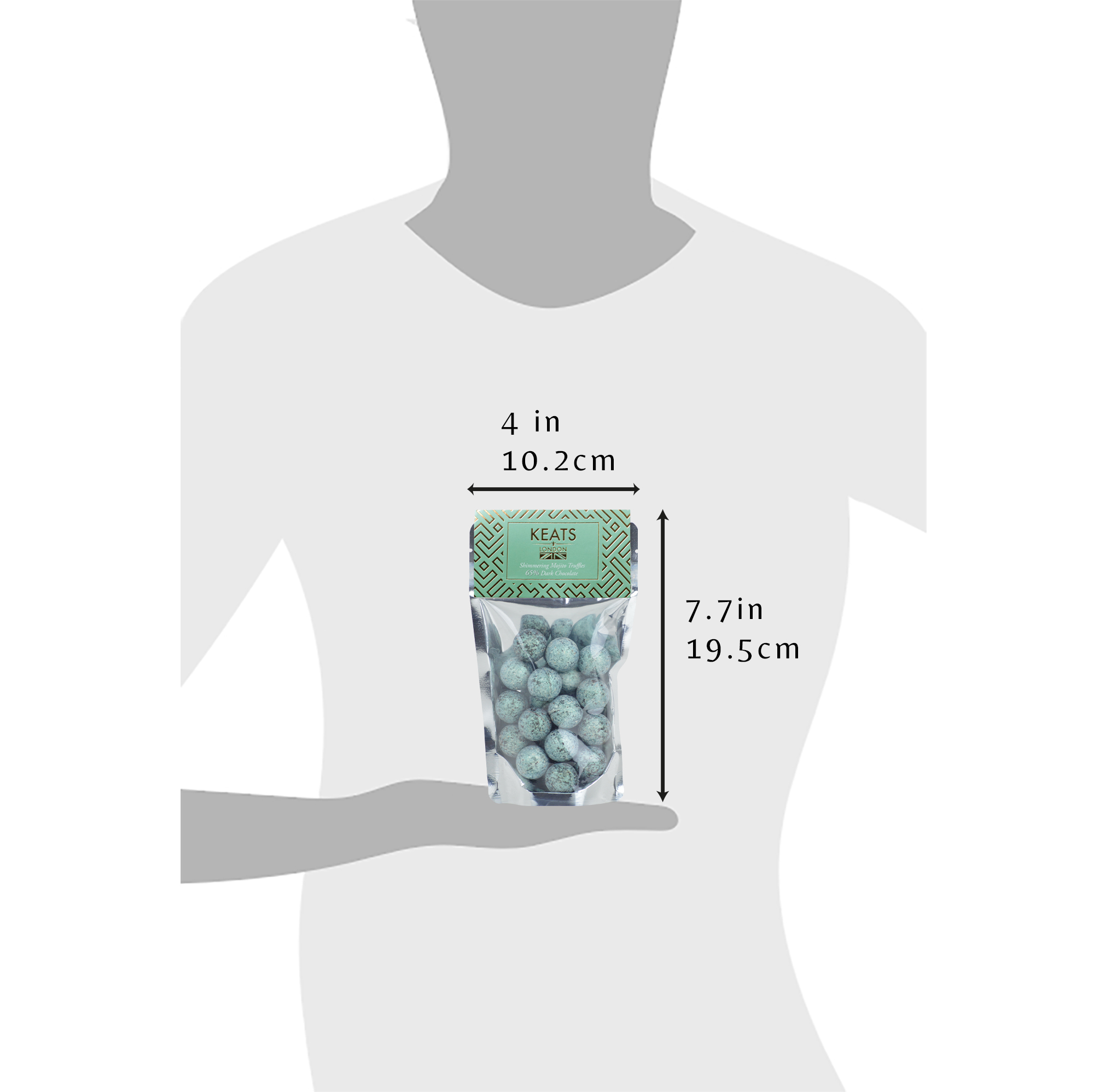 Keats Dark Chocolate Shimmering Mojito Truffles size guide