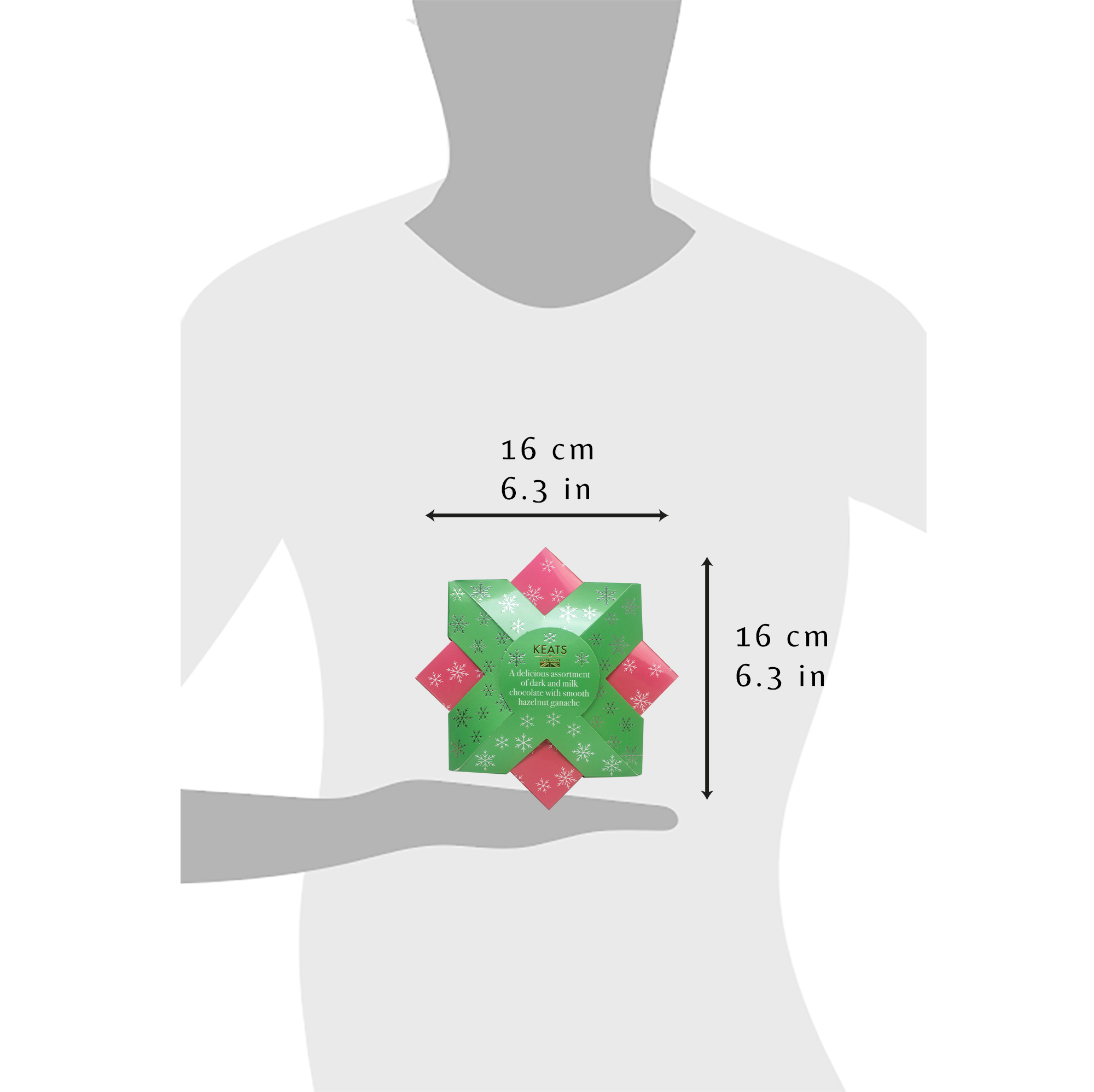 Keats Hazelnut Chocolate Treats Milk and Dark Star Box size guide