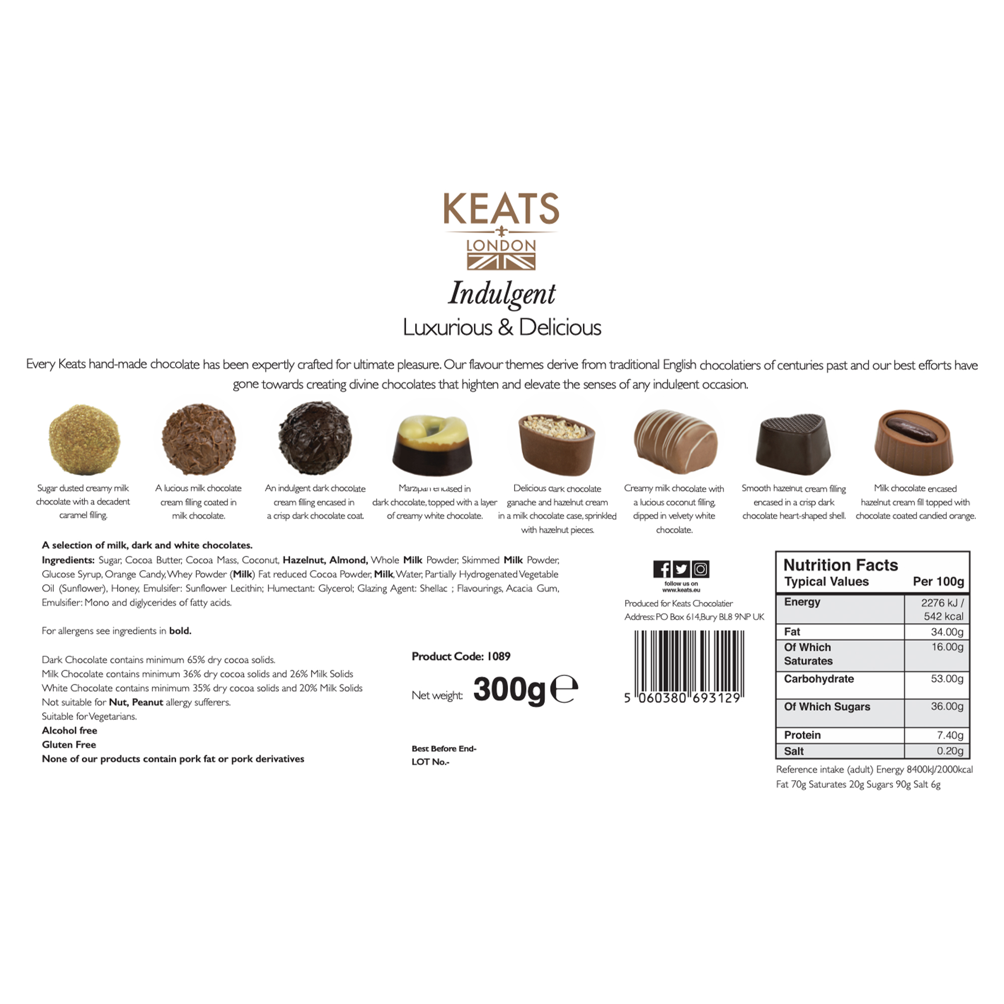 Keats Luxury Assorted Chocolate Selection 24pcs 1089